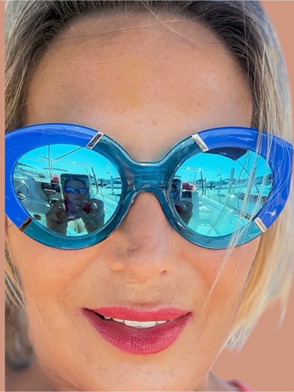 Karen Walker Electric Blue Mirrored Sunglasses